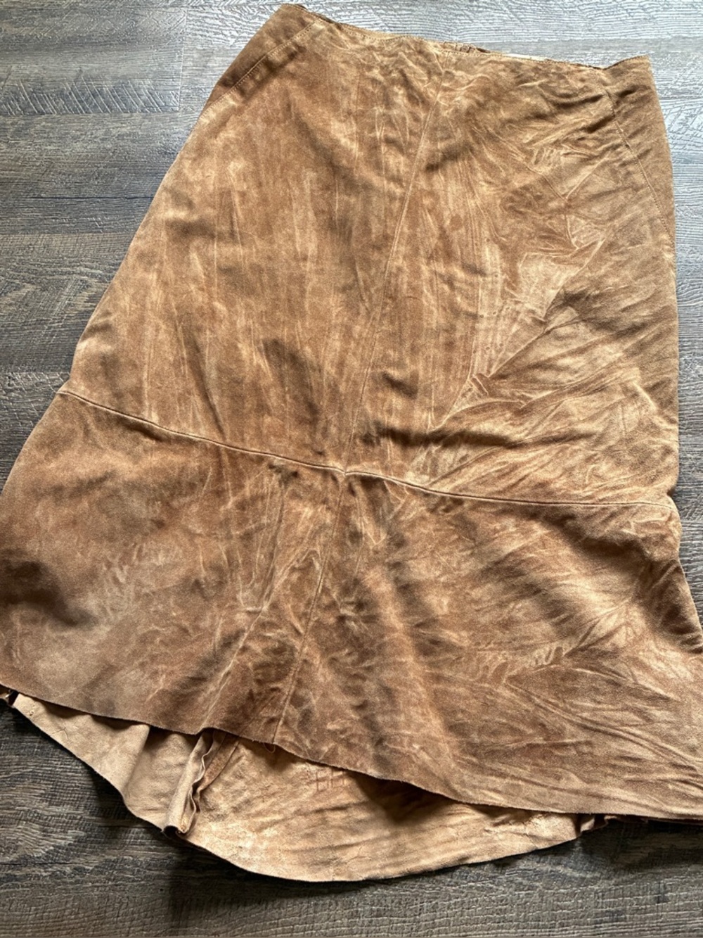 Vintage 1985 Banana Republic Brown Leather suede Skirt 8